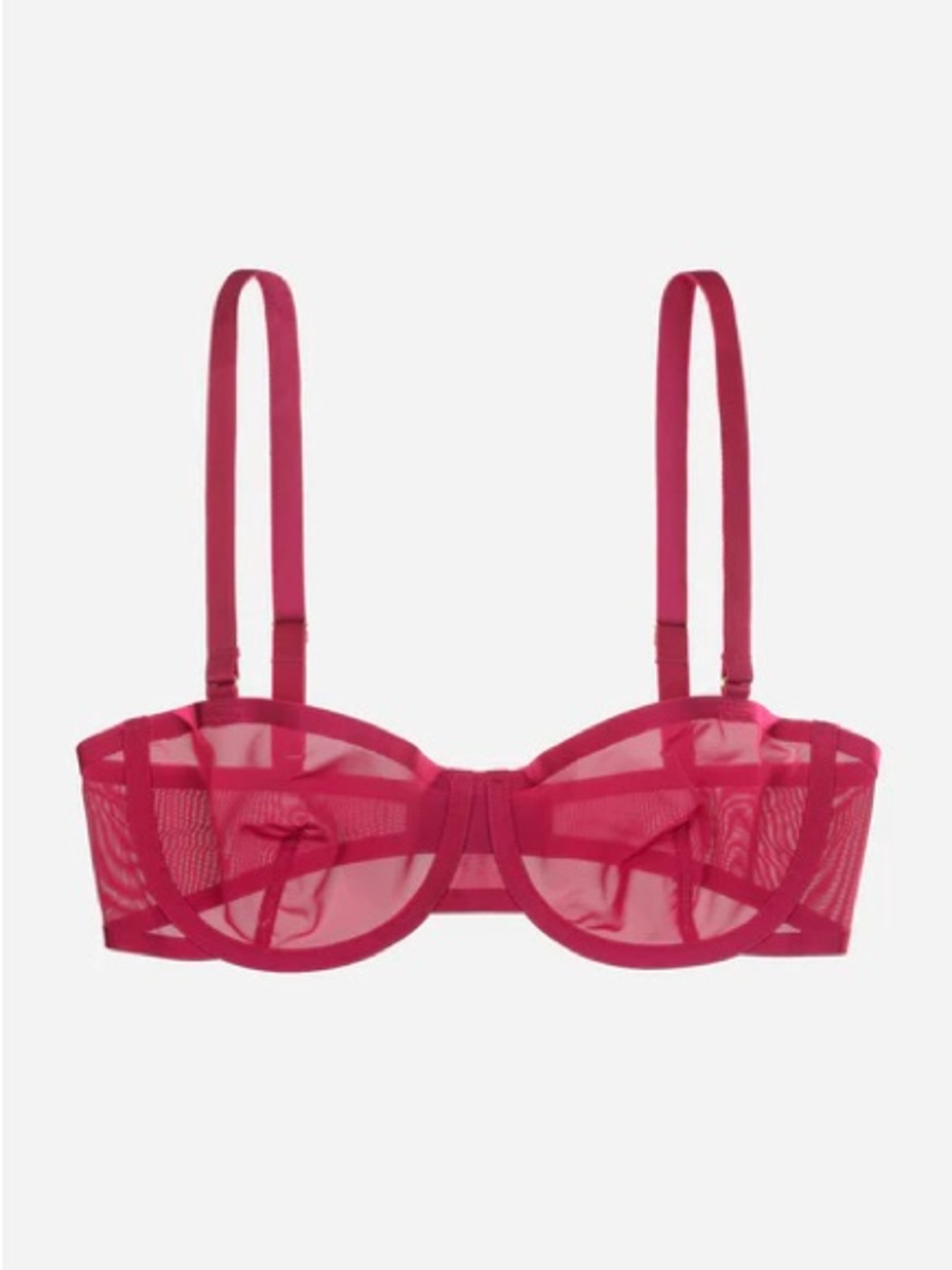 CUUP Sheer Balconette Bra in Fuchsia / Azalea